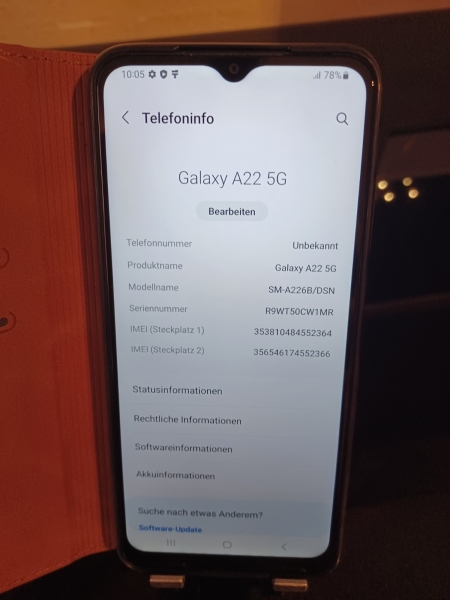 WIE NEU SMARTPHONE SAMSUNG GALAXY A22 5G 64GB SCHWARZ