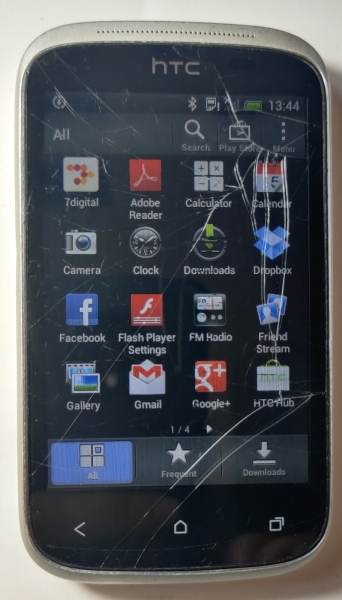 HTC Desire C weiß (entsperrt) Smartphone funktioniert gut (gesprungen) #50B