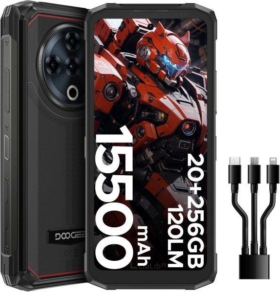 DOOGEE Fire6 Power 15500mAh robustes Smartphone, 120LM Dual Light Taschenlampe
