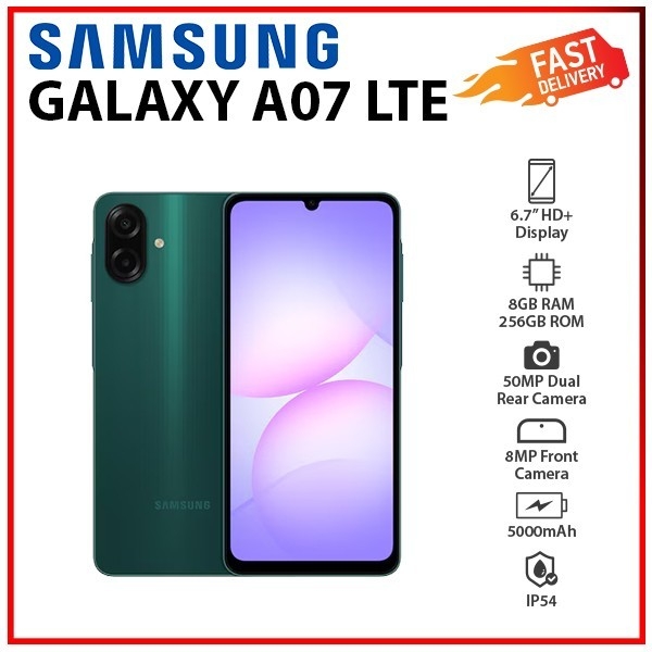 NEW Samsung Galaxy A07 LTE 8GB+256GB GREEN Dual SIM Unlocked Android Smartphone