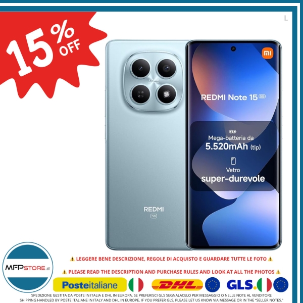 Smartphone Xiaomi Redmi Note 15 5G 12GB RAM 512GB Android NFC – Blu Ghiaccio