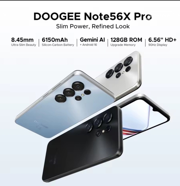 Doogee Note 56X Pro 6,56″ 32+128GB NFC 6150mAh Dual Sim Android 16 Smartphone