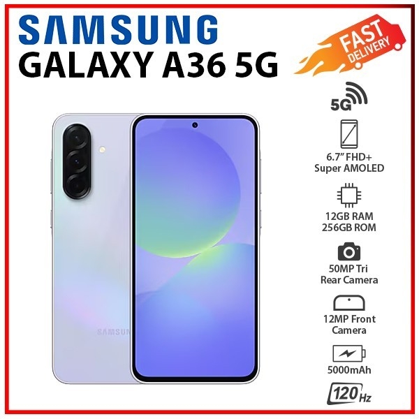 Samsung Galaxy A36 5G 12GB+256GB LAVENDAR Dual SIM Unlocked Android Smartphone