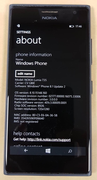 Nokia Lumia 735 Smartphone (entsperrt) – 8GB – schwarz Microsoft Windows 8.1 Mobile