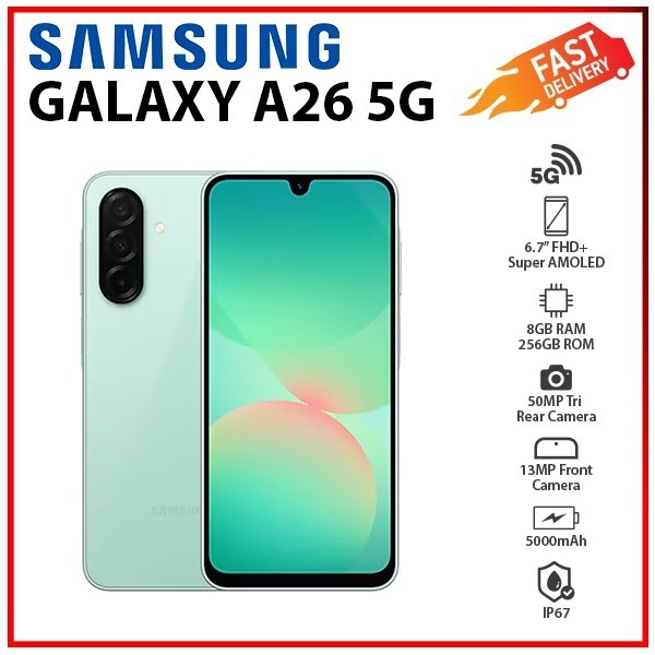 (New) Samsung Galaxy A26 5G 8GB+256GB MINT Dual SIM Unlocked Android Smartphone