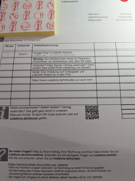 Neu! Smartphone Google Pixel 10, 256 GB S. Text /GARANTIE