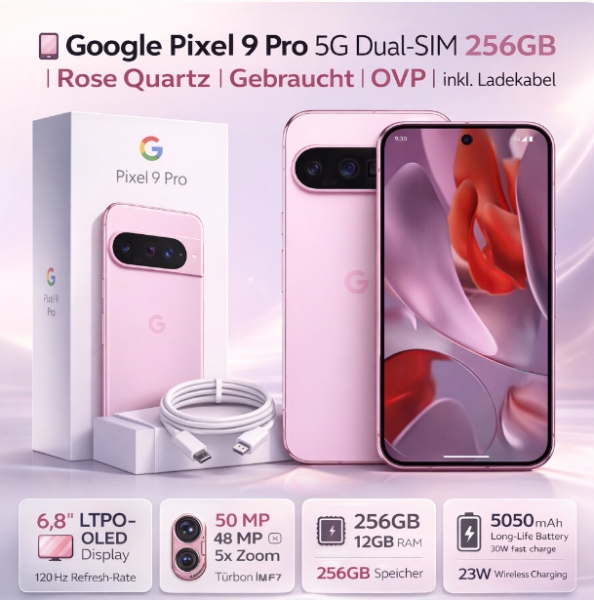 📱Google Pixel 9 Pro 5G Dual-SIM 256GB Rose Telefon Handy  Smartphone 🚀  OVP
