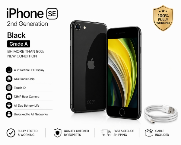 Apple iPhone SE 2. Gen 64GB Schwarz (Entsperrt) Grade A 90%+ Akku voll funktionsfähig