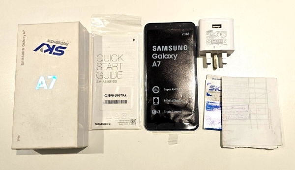 SAMSUNG GALAXY A7 SM-A750F 2018 128GB DUAL SIM BLAU ENTSPERRT ANDROID SMARTPHONE
