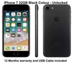 Apple iPhone 7 32GB – Schwarz – Entsperrt Smartphone – Guter Zustand – 12M Garantie
