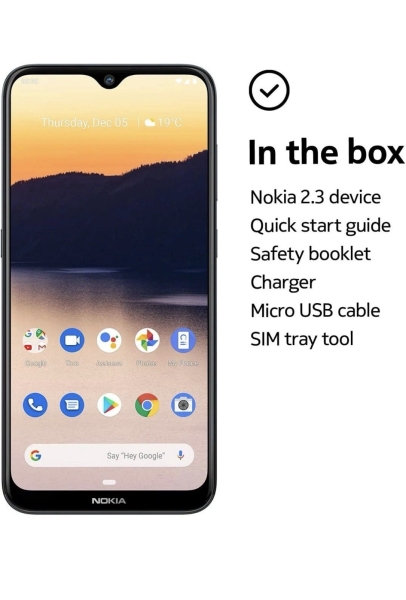Nokia 2.3 32GB Dual SIM Smartphone schwarz Neu Ohne Zubehör