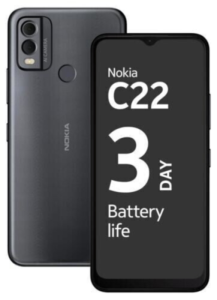 Nokia C22 4G 64GB 2GB 13MP Dual SIM entsperrt Android Smartphone – Midnight Black