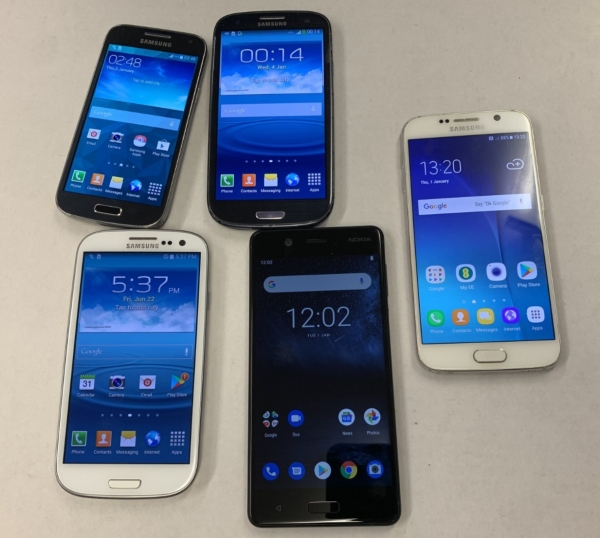 5X Smartphones Samsung Galaxy S3,s4 mini,s6,Nokia TA-1024 – Restposten