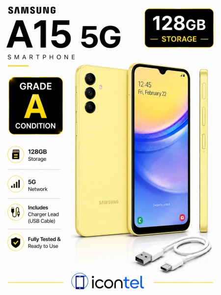 Samsung Galaxy A15 5G 128GB entsperrt Android Smartphone – gelb – Klasse A