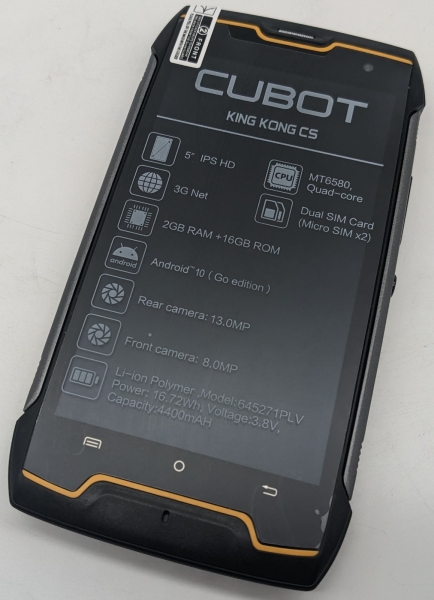 Cubot King Kong CS Android Rugged Smartphone 2+16GB 5″ IPS HD Dual Sim entsperrt.