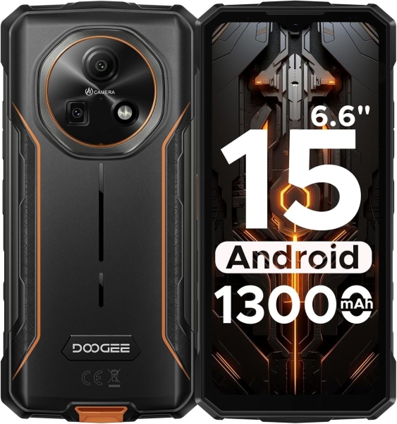 DOOGEE Fire 5 Rugged Smartphone Android 15 Rugged Phone 13000mAh Big Bat – Orange