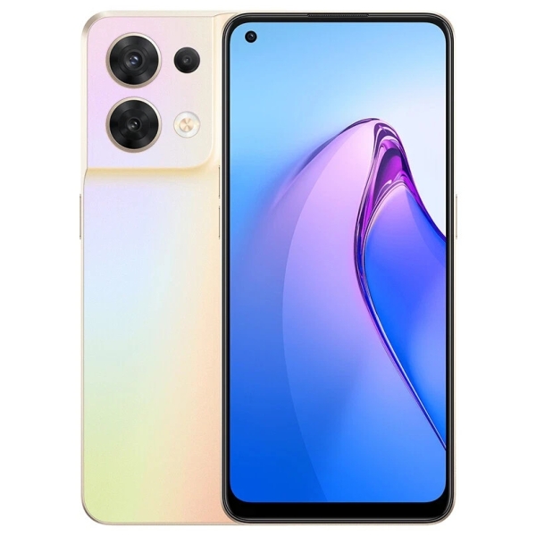 Oppo Reno 8 5G 256GB + 8GB RAM 50MP entsperrt Android Smartphone Gold