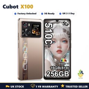 Cubot X100 Android 15 5G Smartphone 6,88 120Hz 16GB 256GB 64MP 5100mAh 33W UK