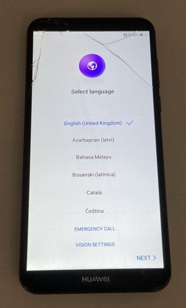 Huawei Y7 2018 schwarz Android Smartphone gesprungenes Display
