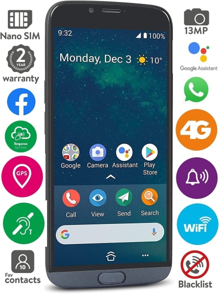 Doro 8050 schwarz – Android Smartphone 13MP Kamera / 5,7″ Display. Entsperrt