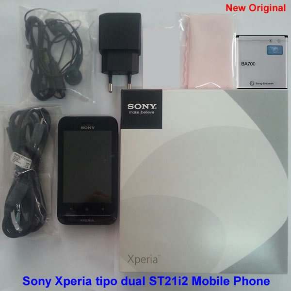 100% Original Sony Xperia Tipo Dual Sim ST21i2 3G WiFi 3.15MP Entsperren Handy