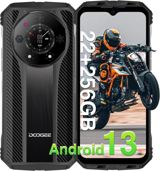 Doogee S110 Rugged Smartphone 256GB 12+10GB RAM 4G Knight Black Display hinten