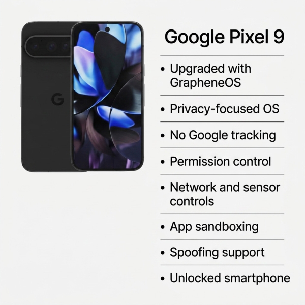DeGoogled Google Pixel 9 128GB entsperrt Grapheneos Privacy Smartphone Kosmetik B