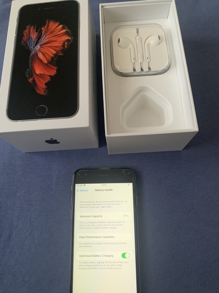 Apple iPhone 6s 32GB Space Grau Entsperrt 91% Batteriezustand Originalverpackt Voll Funktionsfähig