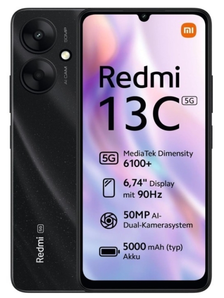 Xiaomi Redmi 13C 5G Smartphone 128GB Schwarz Dual SIM (Entsperrt) Android – C-Ware