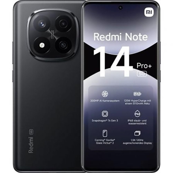 Xiaomi Redmi Note 14 Pro+ 5G 8GB/256GB schwarz Dual SIM 200MP Smartphone