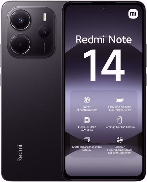 Redmi Note 14 256GB 8GBRAM Ocean Blue/Midnight Black entsperrt Android Smartphone