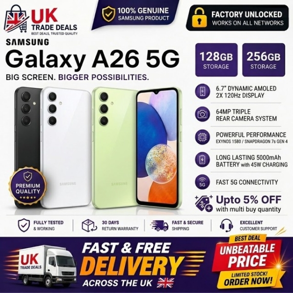 Samsung A26 5G 128GB/256GB 6,7“ entsperrt Smartphone 2025Modell Brandneu Zustand
