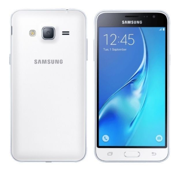 Originalverpacktes Samsung Galaxy J3 Smartphone 16 GB 4G 5MP Kamera entsperrt weiß (SM-J320M)