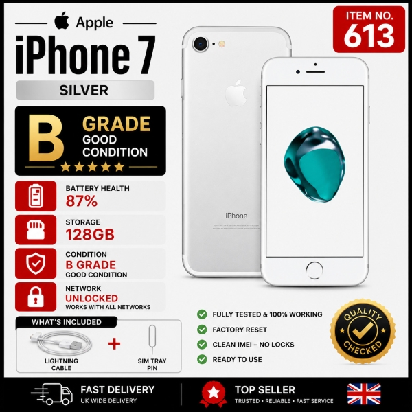Apple iPhone 7 SILBER entsperrt 128GB 4,7″ Display 12MP IOS Smartphone GARANTIE