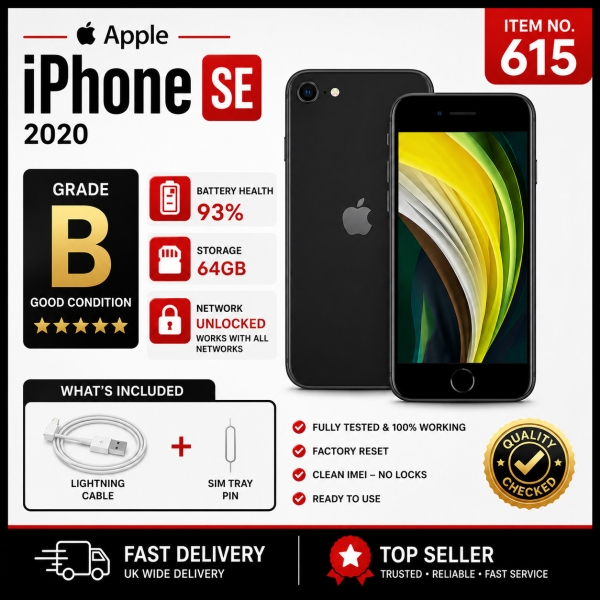 Apple iPhone SE 2020 64GB entsperrt simfrei 4G LTE Smartphone guter Zustand UK.