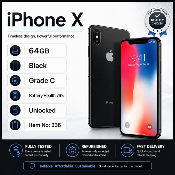 Apple iPhone X 64GB grau ENTSPERRT Smartphone Klasse C, %76 Akku SCHNELL/KOSTENLOS UK