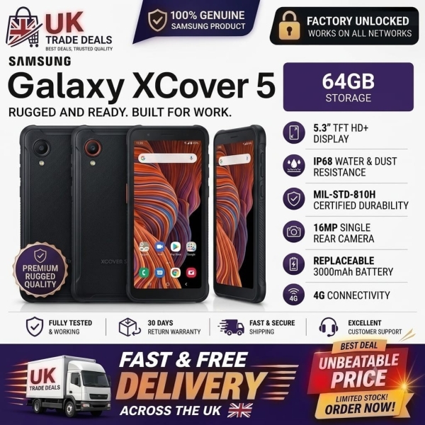 Samsung Galaxy XCover 5 64GB 4G Android Smartphone – Sehr Guter Zustand Schwarz