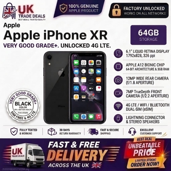Apple iPhone XR 64GB entsperrt 4G LTE – guter Zustand iOS Smartphone schwarz