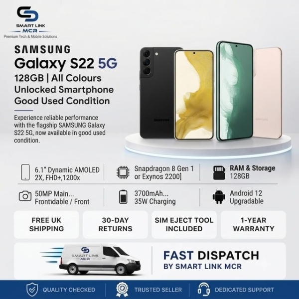 Samsung Galaxy S22 5G 128GB alle Farben entsperrt Android Smartphone Sehr Gut