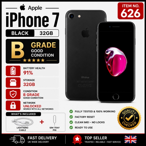 Apple iPhone 7 schwarz entsperrt 32GB 4,7″ Display 12MP IOS Smartphone GARANTIE