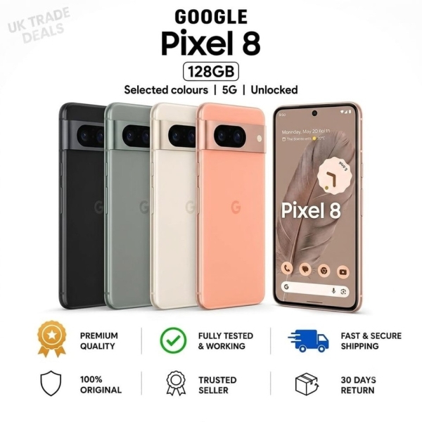 Google Pixel 8 5G 128GB entsperrt Smartphone alle Farben makelloser Zustand A++