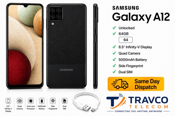 Samsung Galaxy A12 64GB Handy Smartphone Dual Sim entsperrt – Schwarz Grade A+++