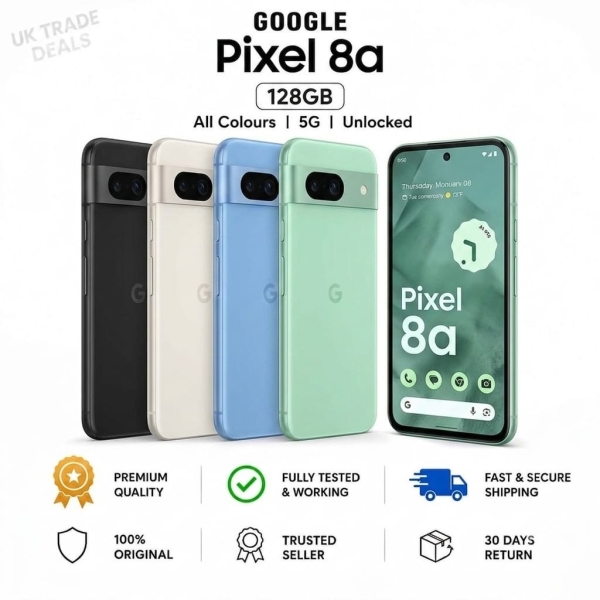 Google Pixel 8a 5G 128GB Fabrik entsperrt Android Smartphone makellos A+ schwarz