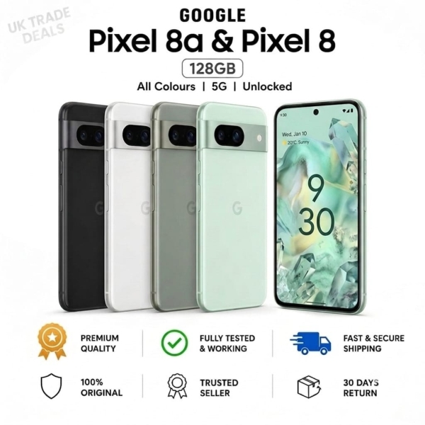 Google Pixel 8a /8 128GB 5G Android Smartphone entsperrt makelloser Zustand schwarz