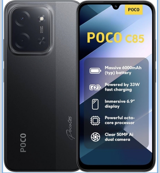 Xiaomi Poco C85 Smartphone 6+128GB 6,9″ 120Hz Display 7,99mm schwarz