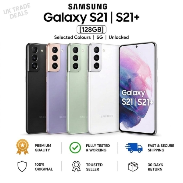 Samsung Galaxy S21 S21+ Plus 5G 128GB entsperrt Android Smartphone makellos blk