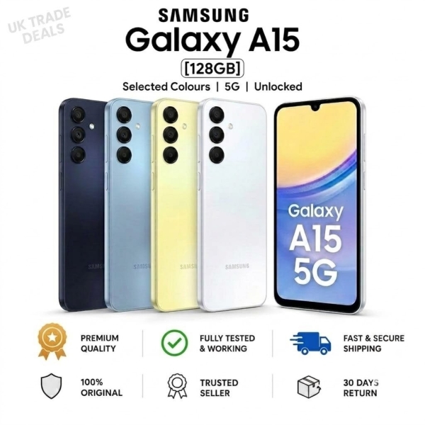 Samsung Galaxy A15 128GB 5G Android Handy Smartphone Blau Schwarz 2024 Entsperrt