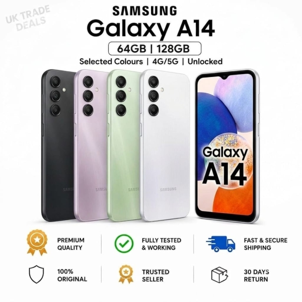Samsung Galaxy A14 4G 64GB/128GB entsperrt Android Smartphone makellos schwarz