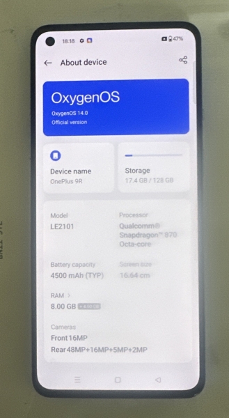 One Plus 9R 128GB Android Dual Sim 1+ Smartphone Top Zustand
