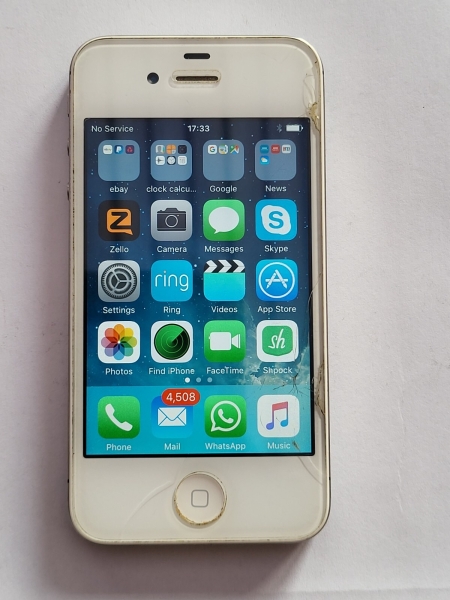 Apple iPhone 4s 56GB A1387 Smartphone – Weiß – Drei Netzwerke – gesprungenes Display
